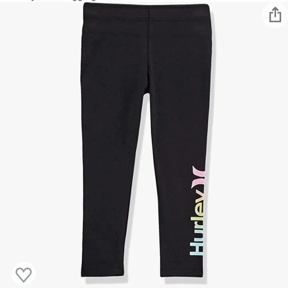 Hurley Girl’s Cropped Leggings with Pastel Logo Size Large 12/14 - Picture 1 of 4